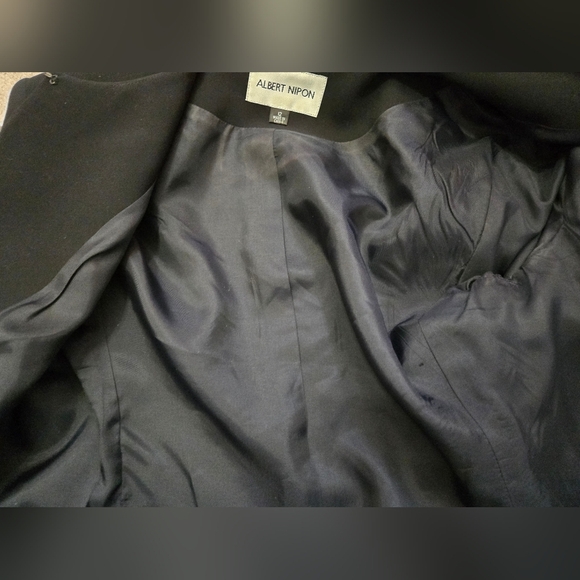 ALBERT NIPON Vintage Designer Black Blazer With Beaded Sleeves. Size 12 - Picture 9 of 11